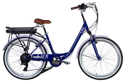 Велосипед з електроприводом 26" ST Dorozhnik eLUX Vbr FR рама-17" 36B 12.5А*г 500Вт бузковий YS 7102 60% matt 2025 крила, крило пер., крило зад., підніжка