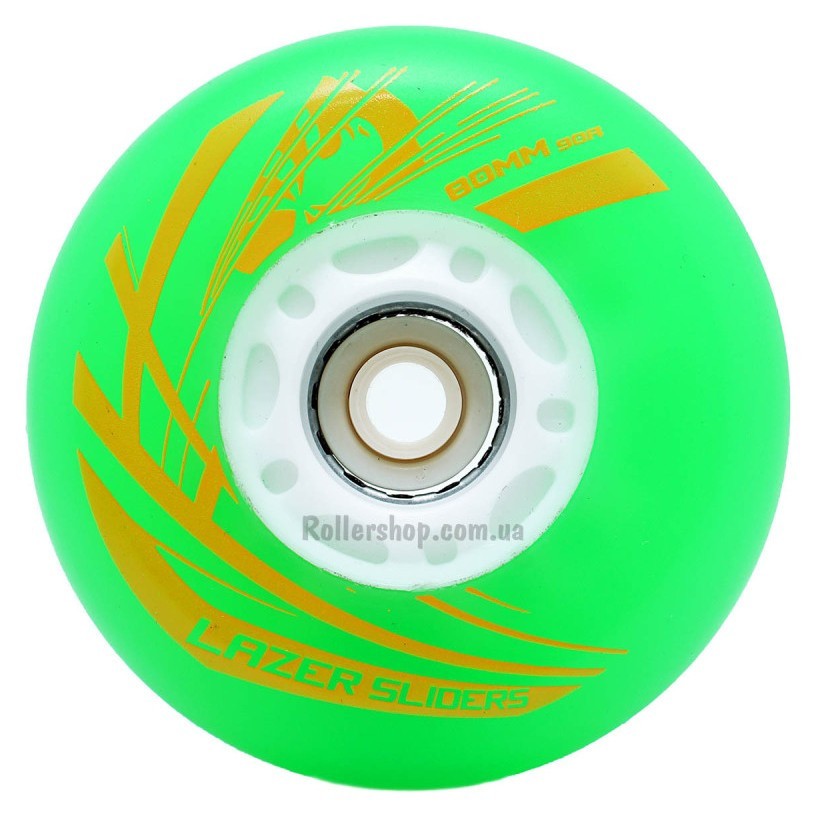 Светящиеся колеса Flying Eagle Lazer Sliders 90A 4 шт зеленые 76 мм