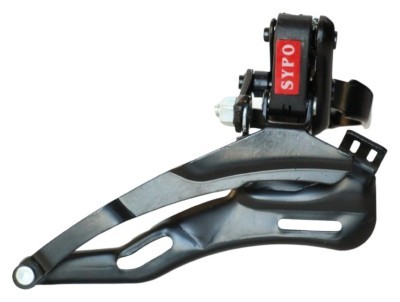 Перемикач перед. нижній хомут в/тяга  max-48T під трубу 28,6мм чорний SYPO YD-Q40