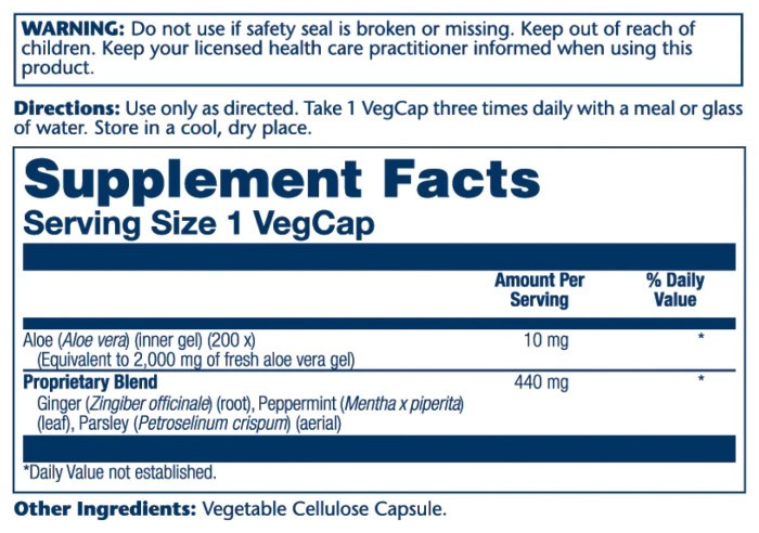 Aloe Vera Gel 10mg - 100 vcaps