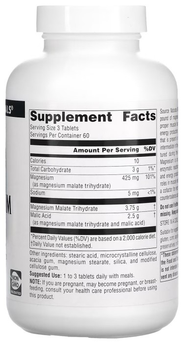 Magnesium Malate 1250 mg - 180 tabs