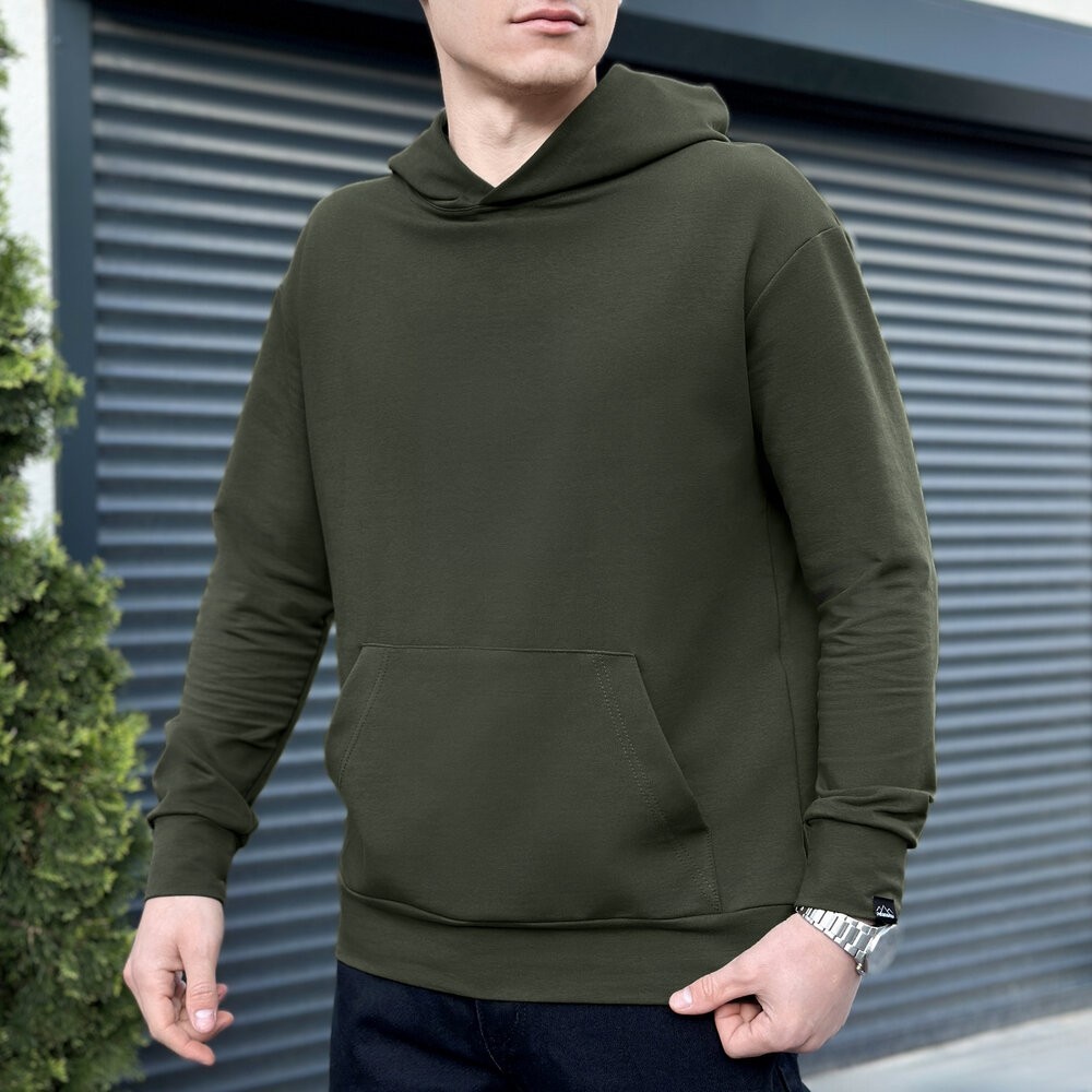 Чоловіче демісезонне худі з капюшоном світлий хакі Pobedov 001