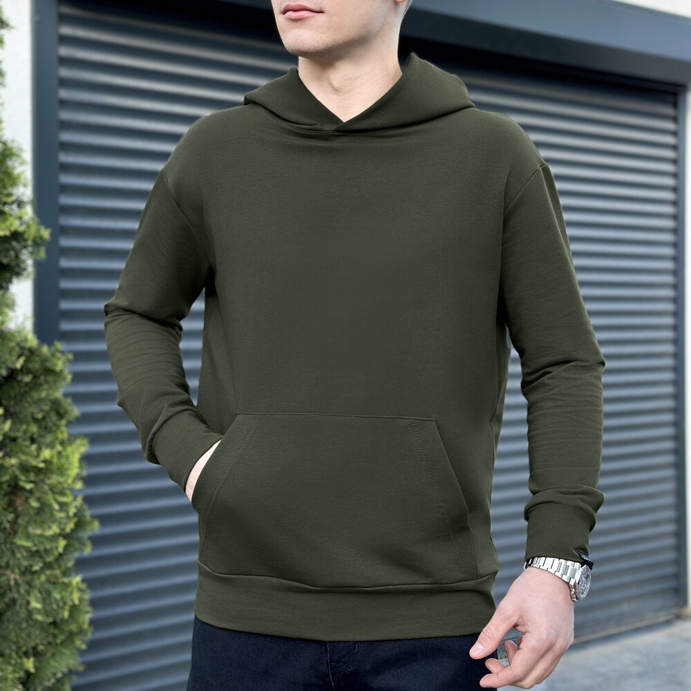 Чоловіче демісезонне худі з капюшоном світлий хакі Pobedov 001