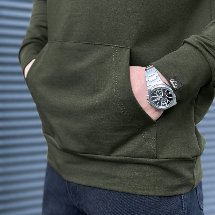 Чоловіче демісезонне худі з капюшоном світлий хакі Pobedov 001, укр, укр