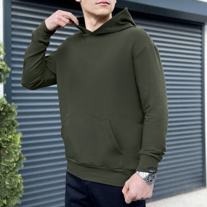 Чоловіче демісезонне худі з капюшоном світлий хакі Pobedov 001, укр, укр