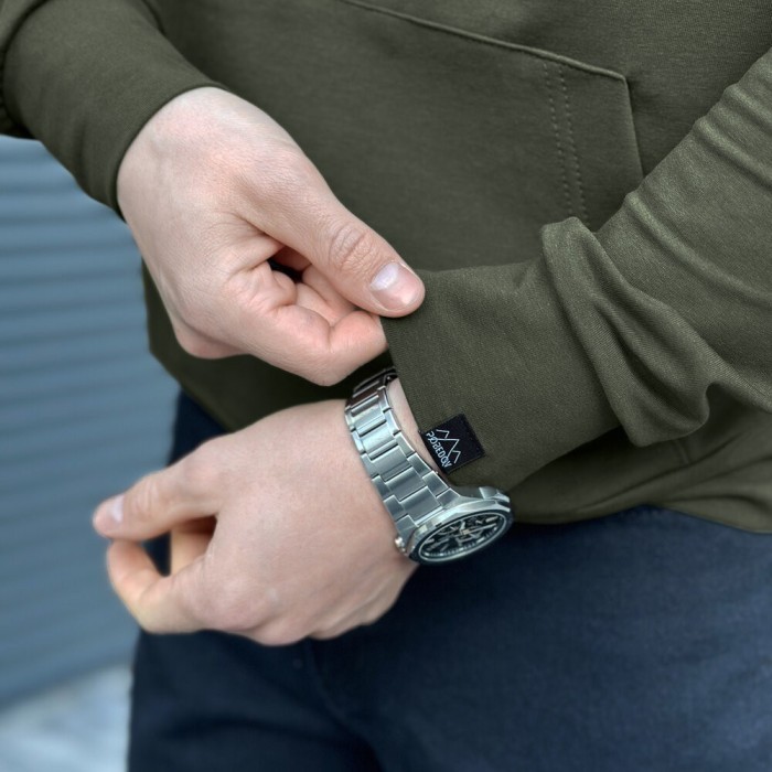 Чоловіче демісезонне худі з капюшоном світлий хакі Pobedov 001, укр, укр