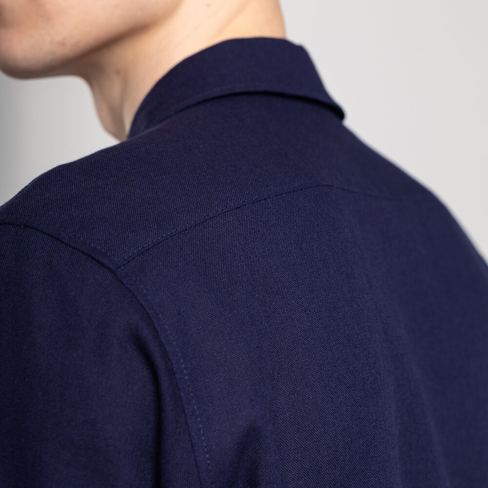 Чоловіча сорочка з коротким рукавом темно-синя Pobedov Marsel