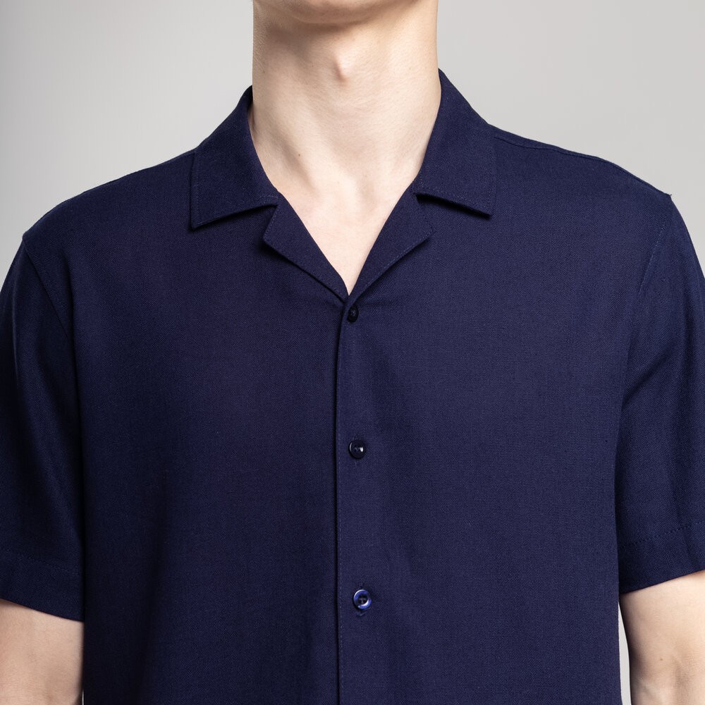 Чоловіча сорочка з коротким рукавом темно-синя Pobedov Marsel