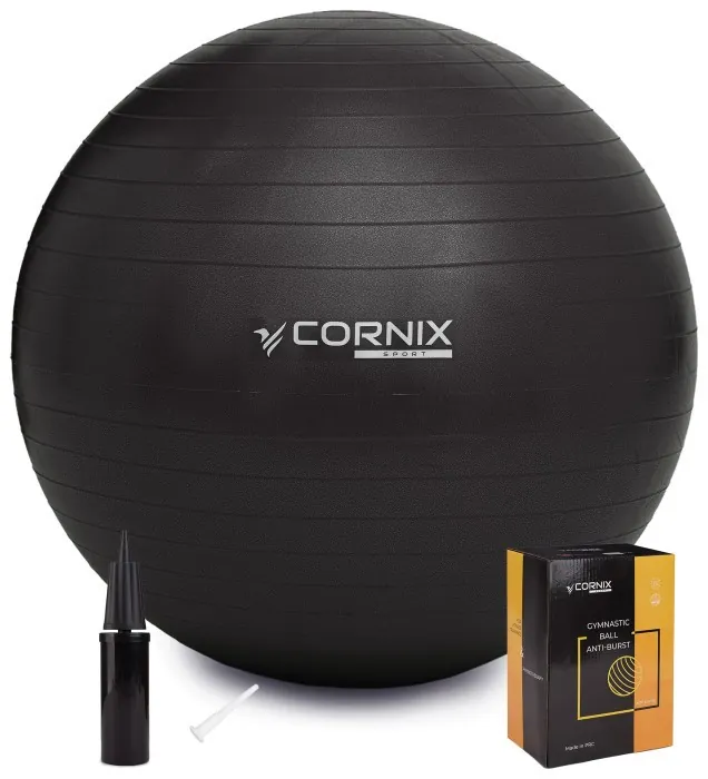 М'яч для фітнесу (фітбол) Cornix 85 см Anti-Burst XR-0260 Black