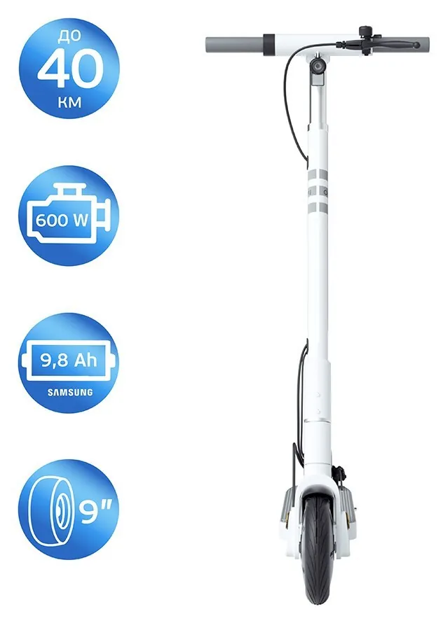 Електросамокат OKAI ES20-NEON White 9", 300(600)W, 9.8Ah, 40km, 25km\h, 20%, NFC, App, 16kg (KOS_ES20-W)