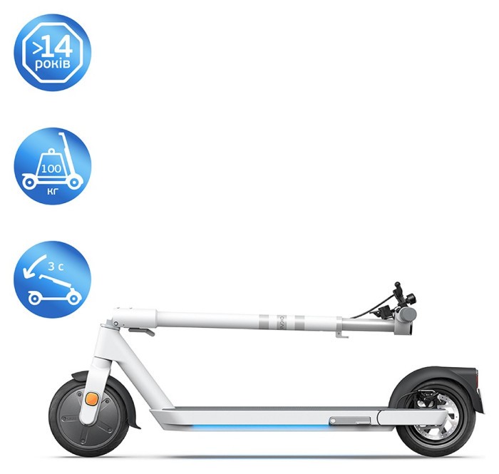Електросамокат OKAI ES20-NEON White 9", 300(600)W, 9.8Ah, 40km, 25km\h, 20%, NFC, App, 16kg