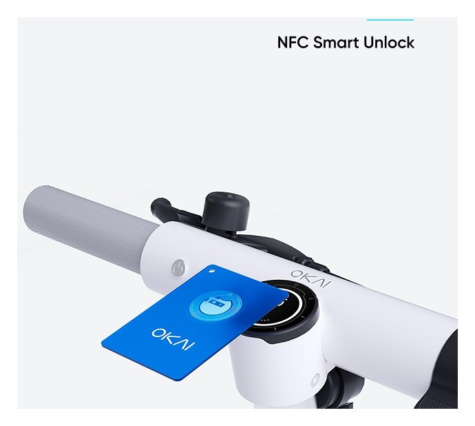 Електросамокат OKAI ES20-NEON White 9", 300(600)W, 9.8Ah, 40km, 25km\h, 20%, NFC, App, 16kg