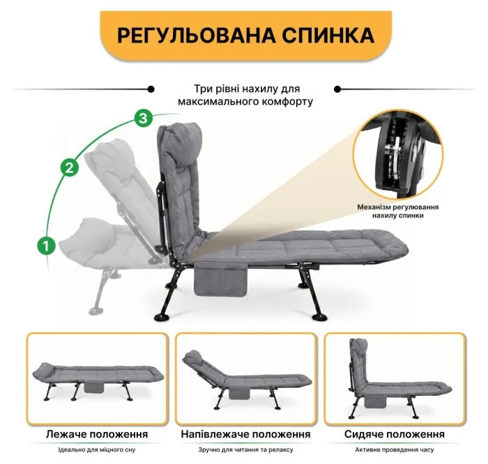Розкладне ліжко (розкладачка) з подушкою LEOBRO (FB-S15)