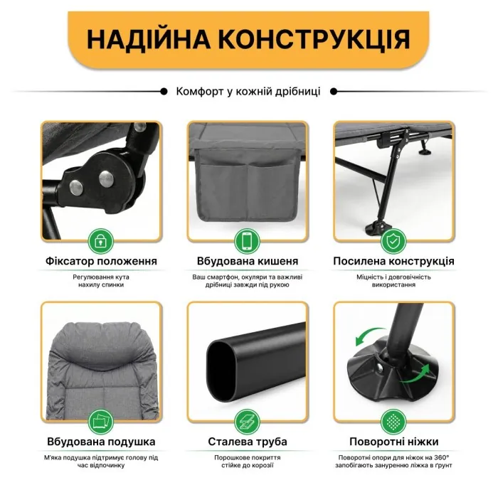 Розкладне ліжко (розкладачка) з подушкою LEOBRO (FB-S15)