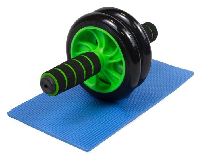 Ролик для пресса двойной EasyFit с ковриком Зеленый