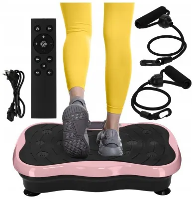 Виброплатформа для тренировок 4FIZJO Ultra+ с пультом и эспандерами Black/Pink (P-5905973402880)