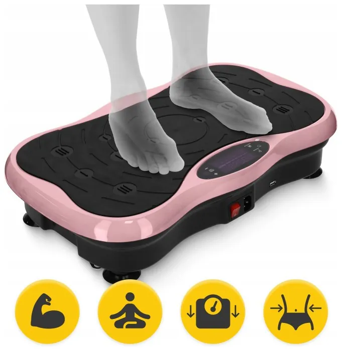 Виброплатформа для тренировок 4FIZJO Ultra+ с пультом и эспандерами Black/Pink (P-5905973402880)