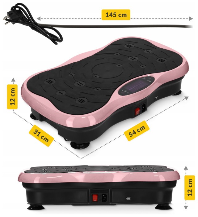 Виброплатформа для тренировок 4FIZJO Ultra+ с пультом и эспандерами Black/Pink (P-5905973402880)