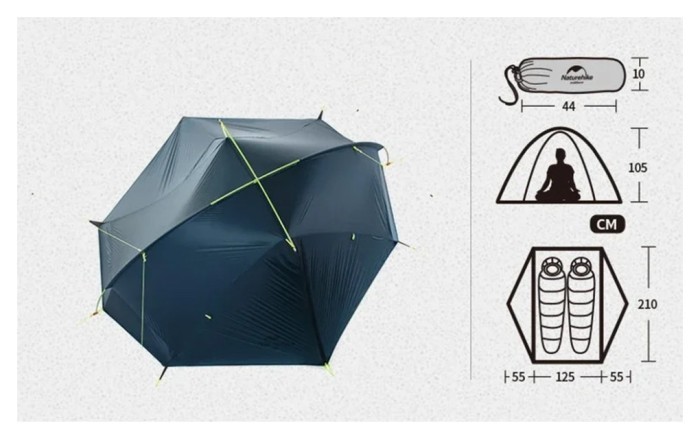 Намет двомісний Naturehike Tagar NH17T180-J, темний блакитний