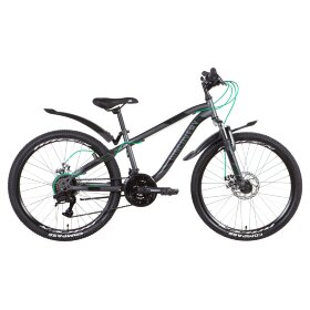 Велосипед ST 24&quot; Discovery FLINT AM DD рама- &quot; с крылом Pl 2022 (темно-серый с черным (м)) 