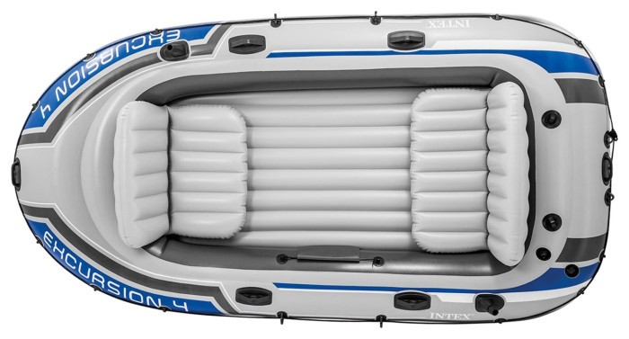 Лодка надувная Intex Excursion 4 315 x 165 x 43 см, серо-синий