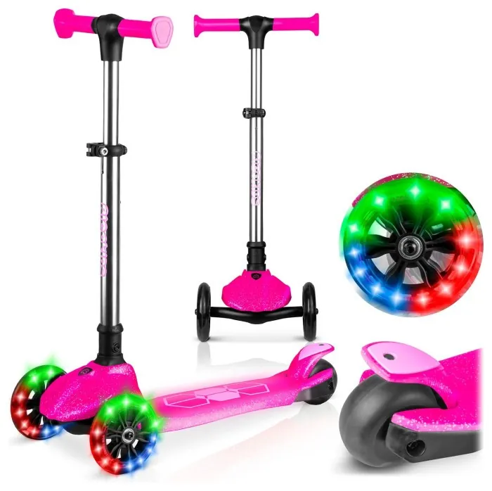 Детский самокат трехколесный Ricokids Jelly розовый