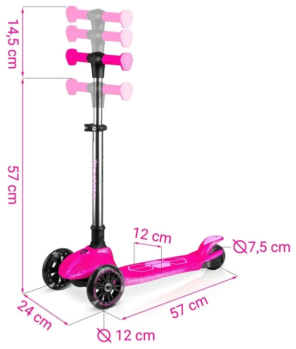 Детский самокат трехколесный Ricokids Jelly розовый