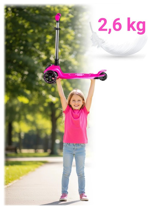 Детский самокат трехколесный Ricokids Jelly розовый