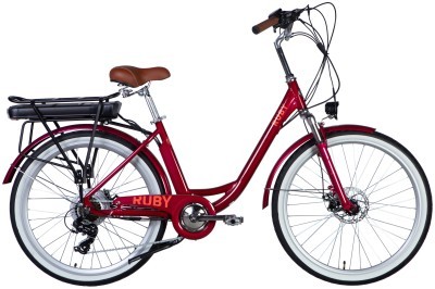 Велосипед с электроприводом 26" AL Dorozhnik eRUBY DD FR рама-17" 36B 12.5А*ч 500Вт бордовый YS 7496 2025