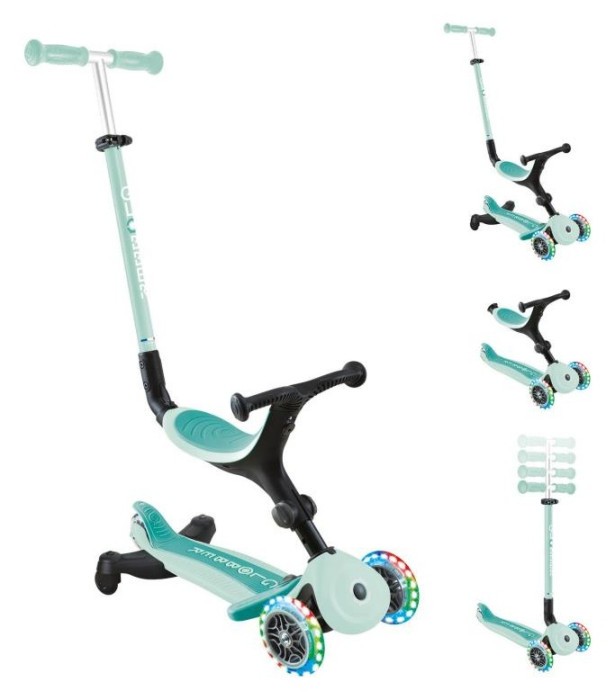 Самокат GLOBBER серії GO UP ACTIVE 360 м'ятний, до 20/50кг, 1+, колеса світяться, укр, укр