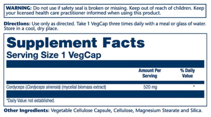 Cordyceps Mushroom 520mg - 100 vcaps