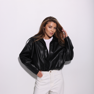 Куртка женская Slavni эко кожа весна осень черная, Куртка Slavni Aven женская черная