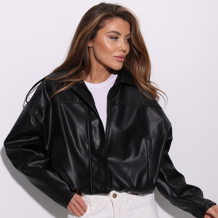 Куртка женская Slavni эко кожа весна осень черная, Куртка Slavni Aven женская черная