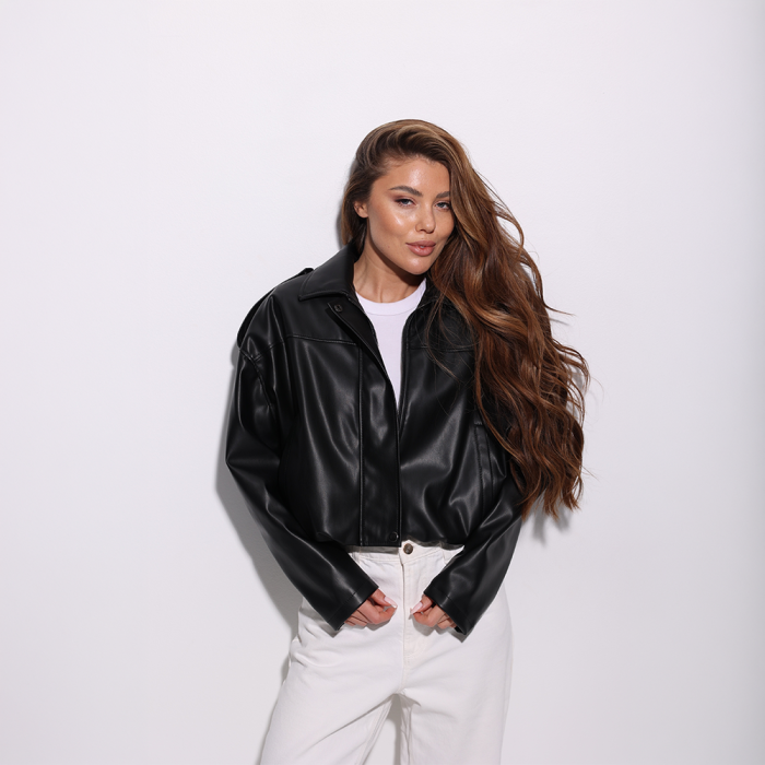 Куртка женская Slavni эко кожа весна осень черная, Куртка Slavni Aven женская черная