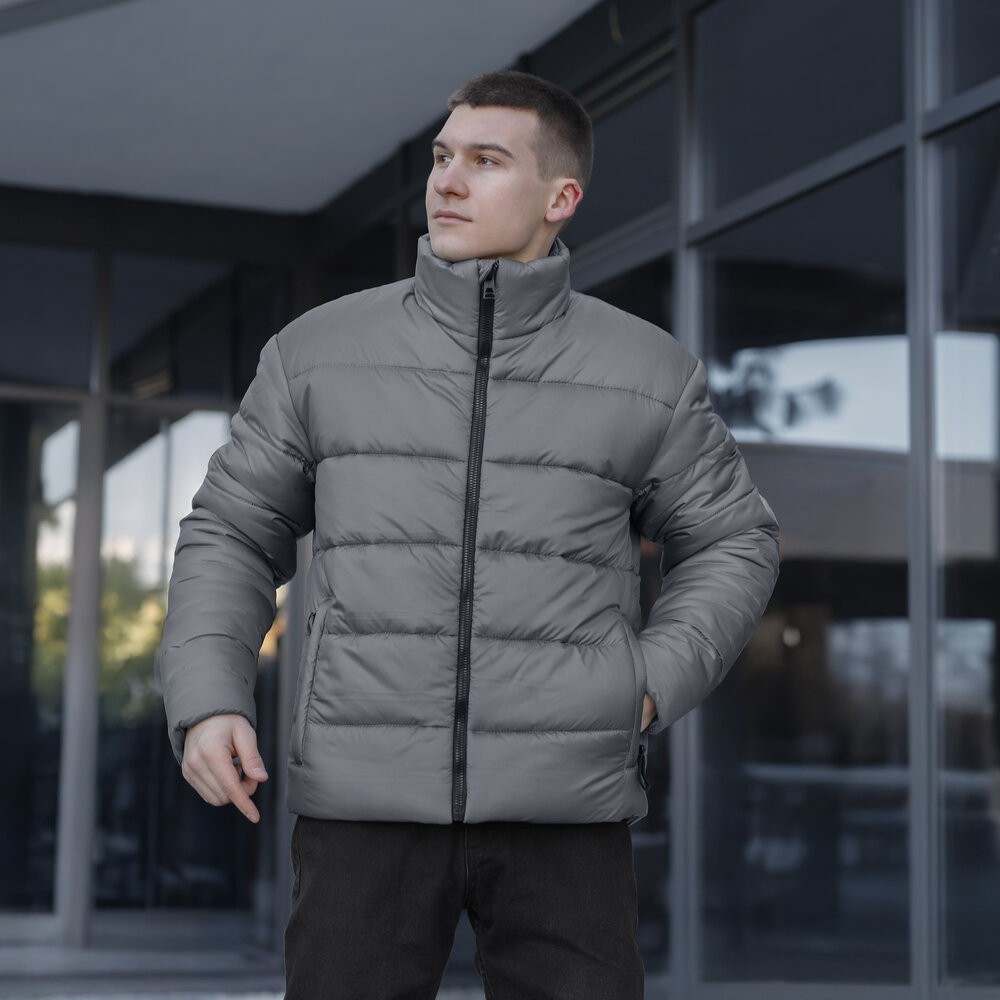 Чоловіча зимова куртка темно-сіра Pobedov Bubble Gum, укр, укр