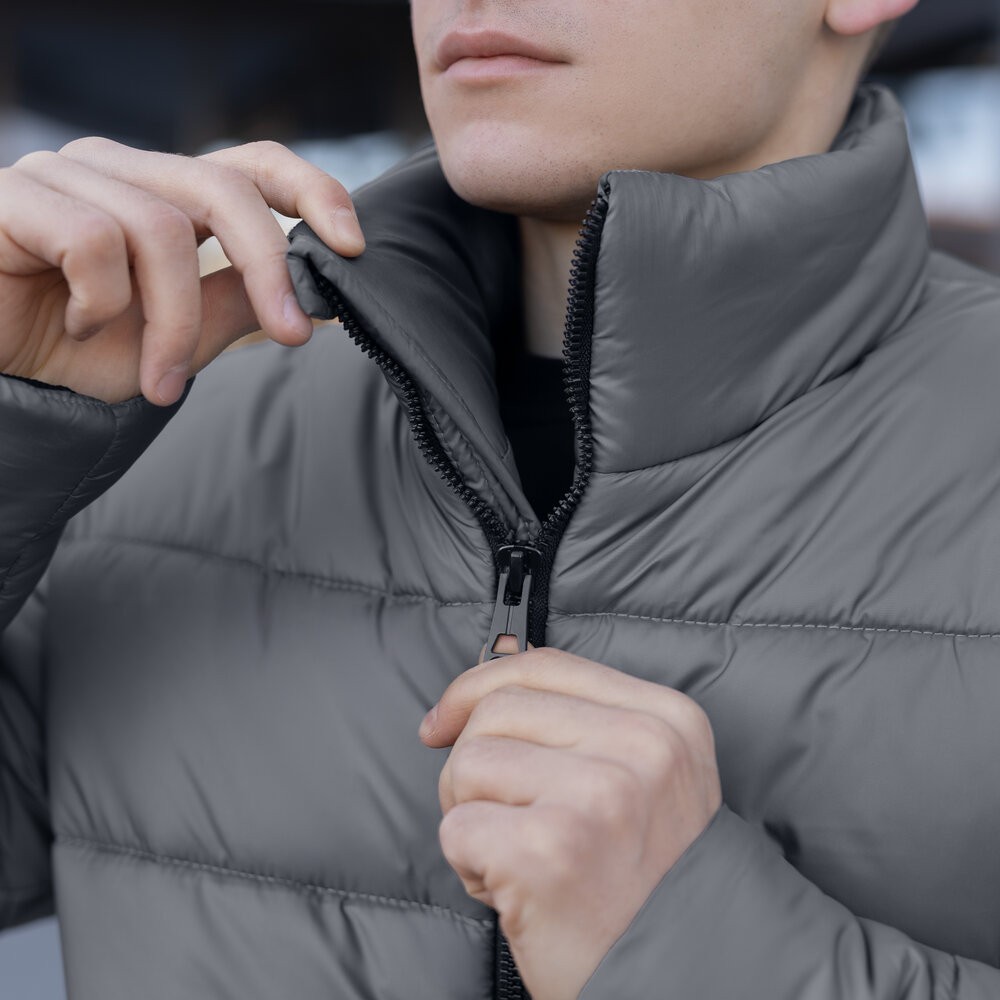 Чоловіча зимова куртка темно-сіра Pobedov Bubble Gum, укр, укр