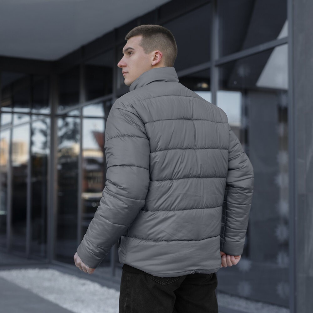 Чоловіча зимова куртка темно-сіра Pobedov Bubble Gum, укр, укр