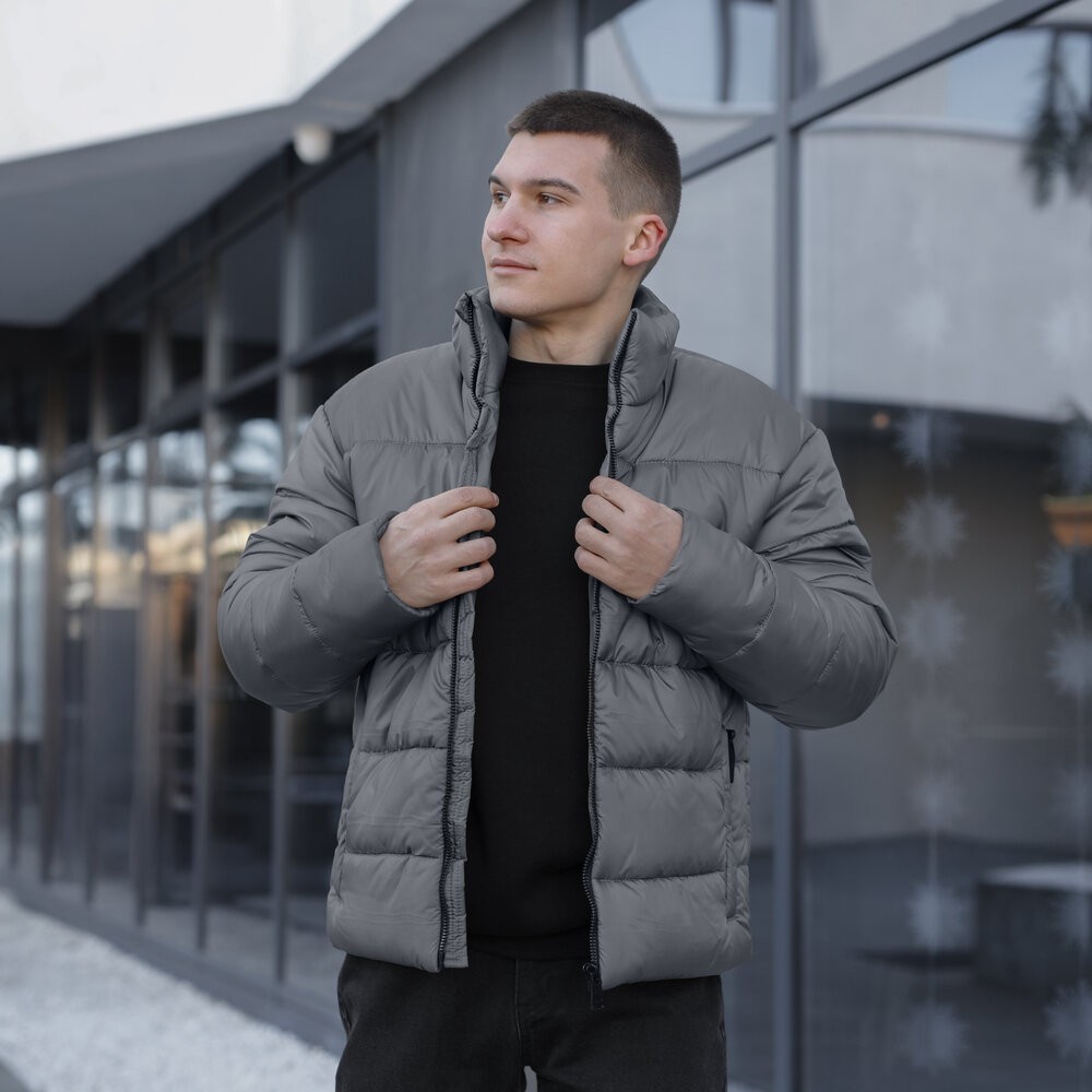 Чоловіча зимова куртка темно-сіра Pobedov Bubble Gum, укр, укр