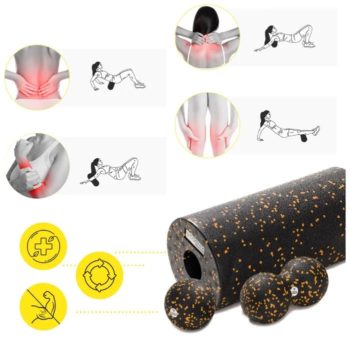 Масажний набір Cornix (Ball 8 см, Duoball 8 х 16 см та Foam Roller 30 х 15 см) XR-0081