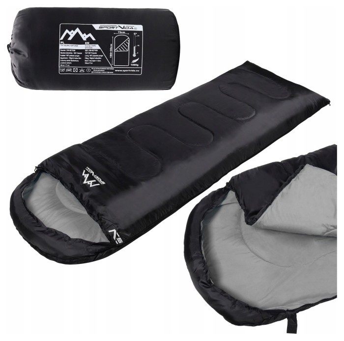 Спальний мішок (спальник) ковдра SportVida SV-CC0062 +2 ...+21°C R Black/Grey