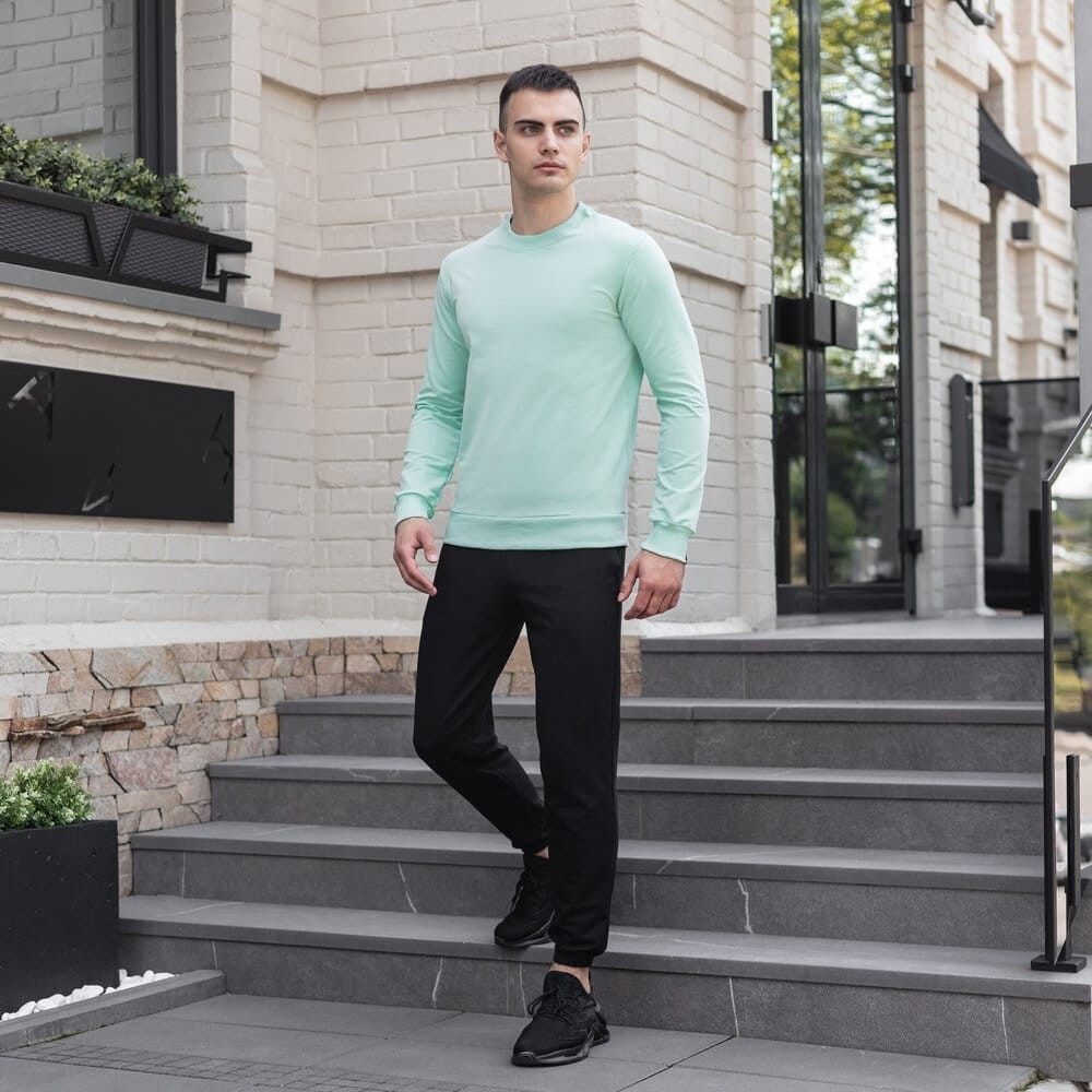 Світшот чоловічий однотонний ментоловий Pobedov 001