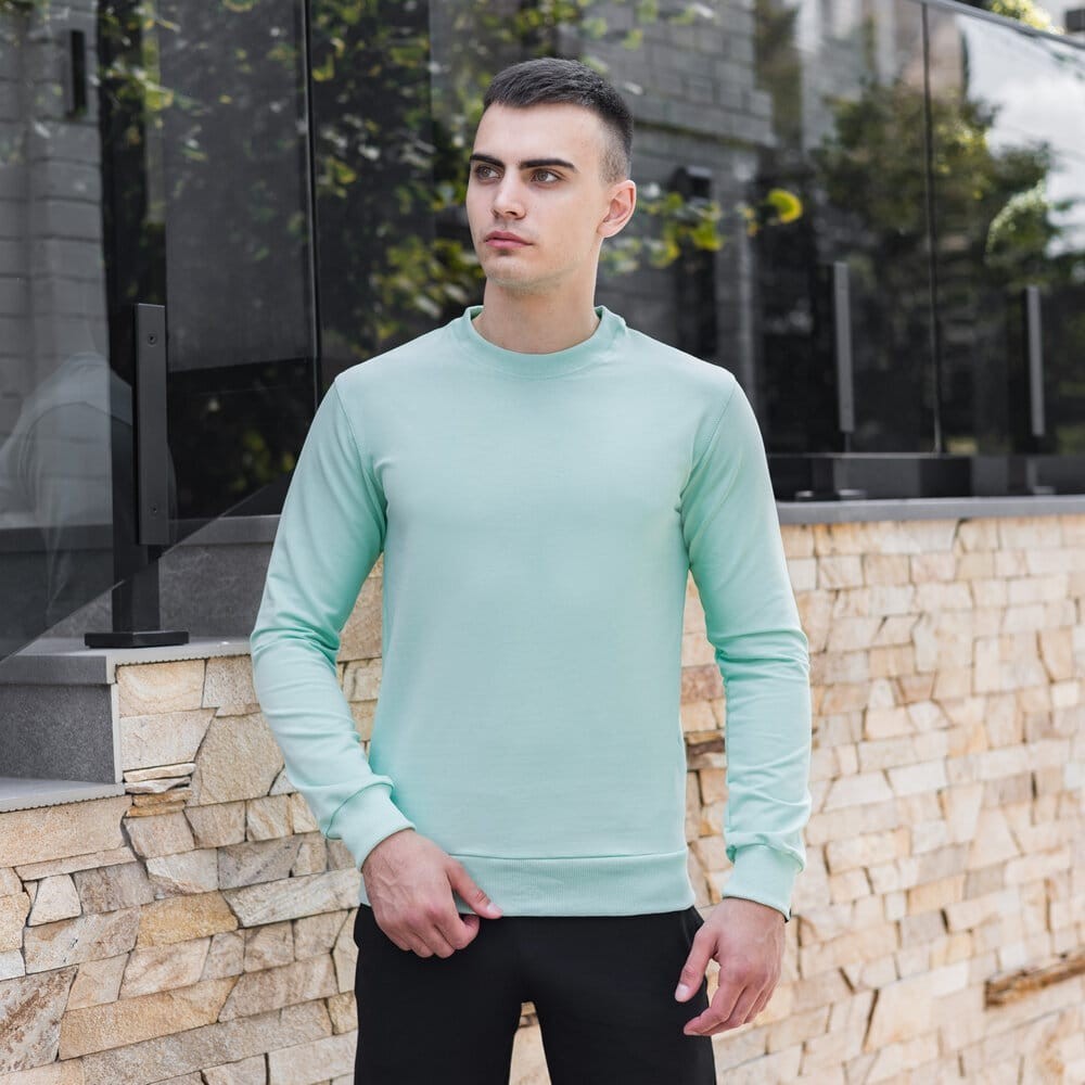 Світшот чоловічий однотонний ментоловий Pobedov 001, укр, укр