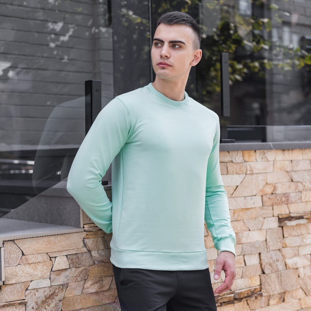 Світшот чоловічий однотонний ментоловий Pobedov 001, укр, укр