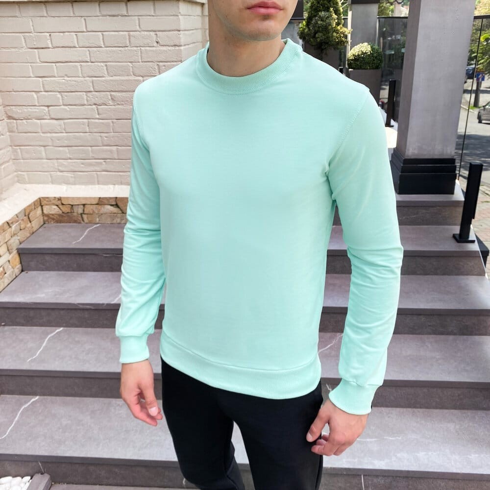 Світшот чоловічий однотонний ментоловий Pobedov 001, укр, укр