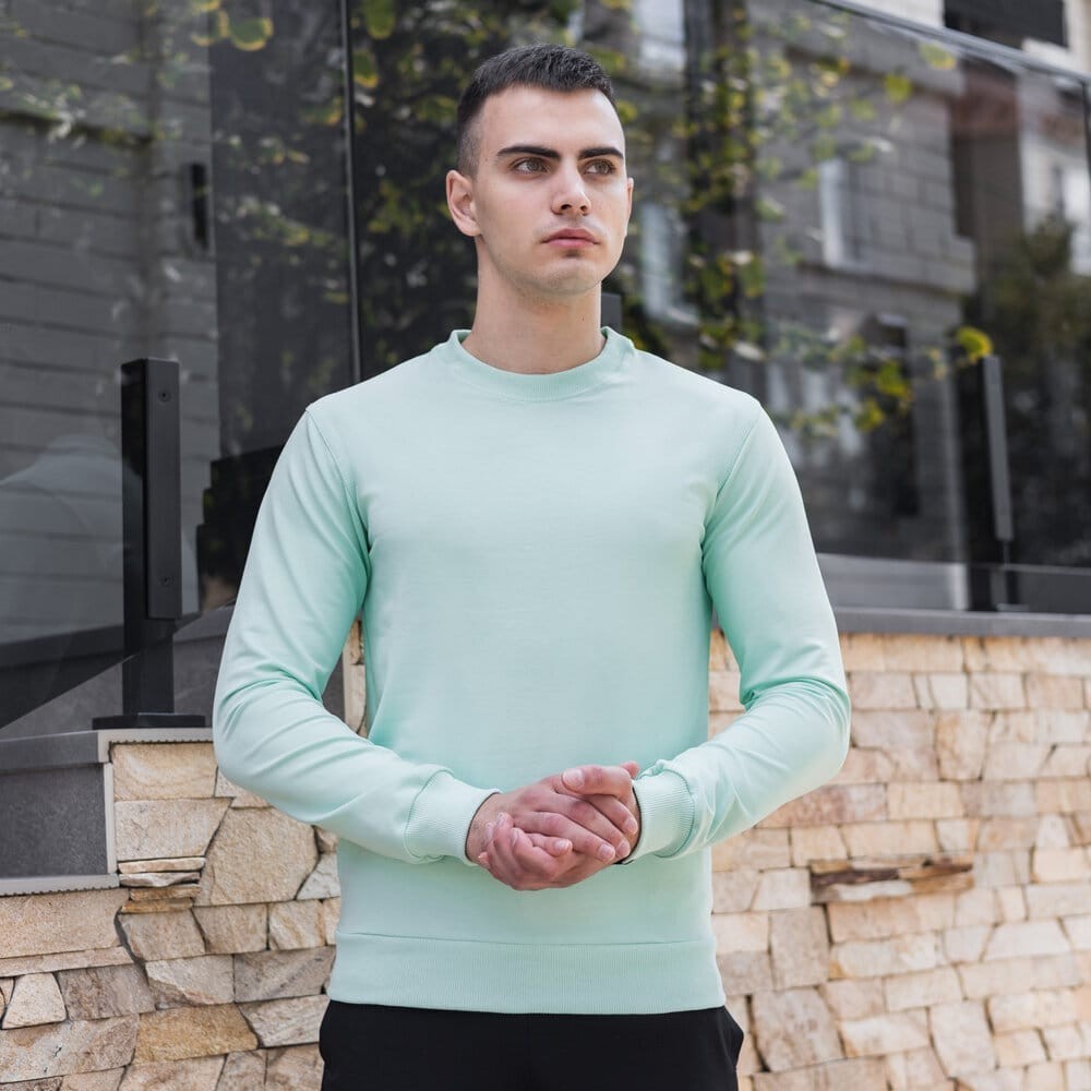 Світшот чоловічий однотонний ментоловий Pobedov 001, укр, укр