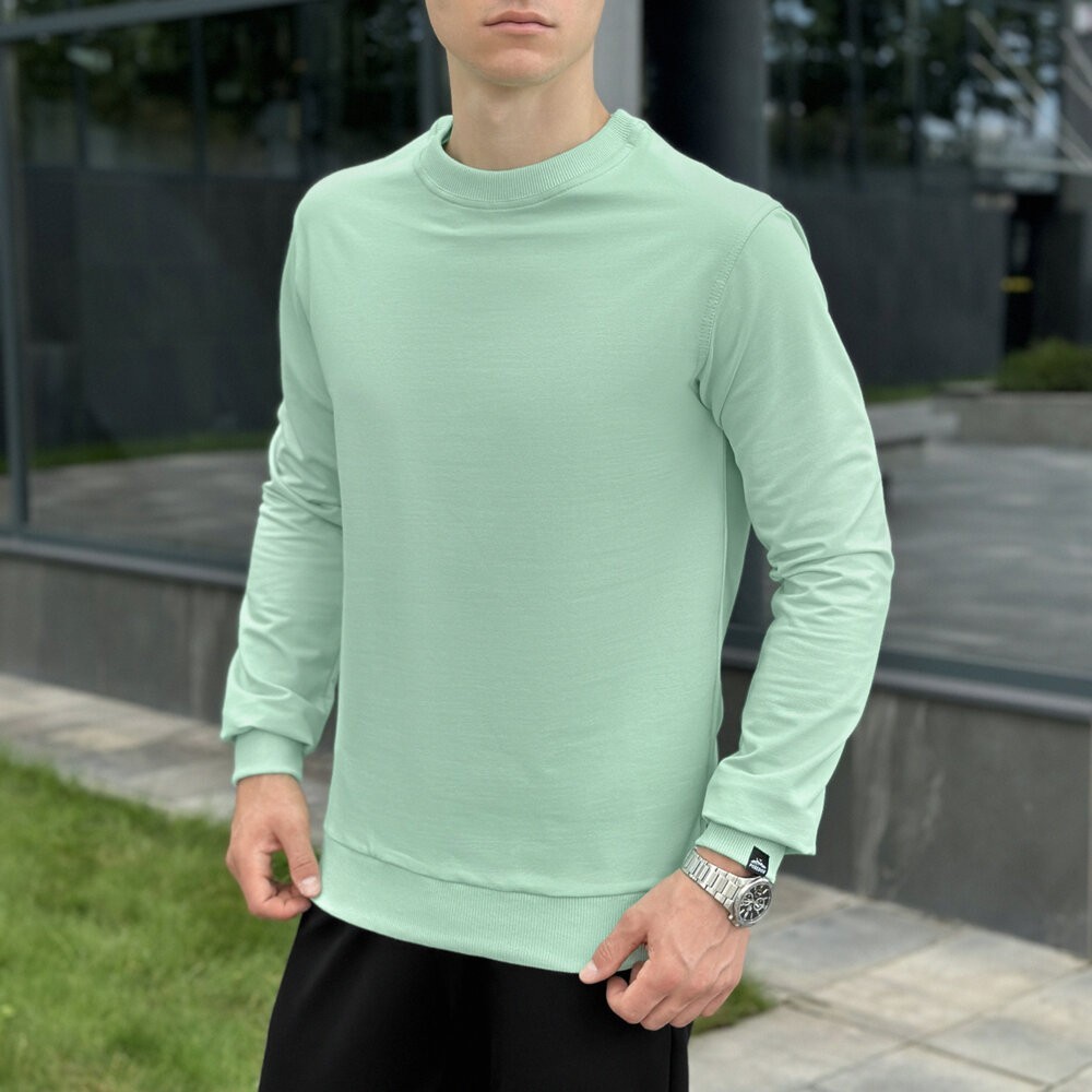 Світшот чоловічий однотонний ментоловий Pobedov 001, укр, укр