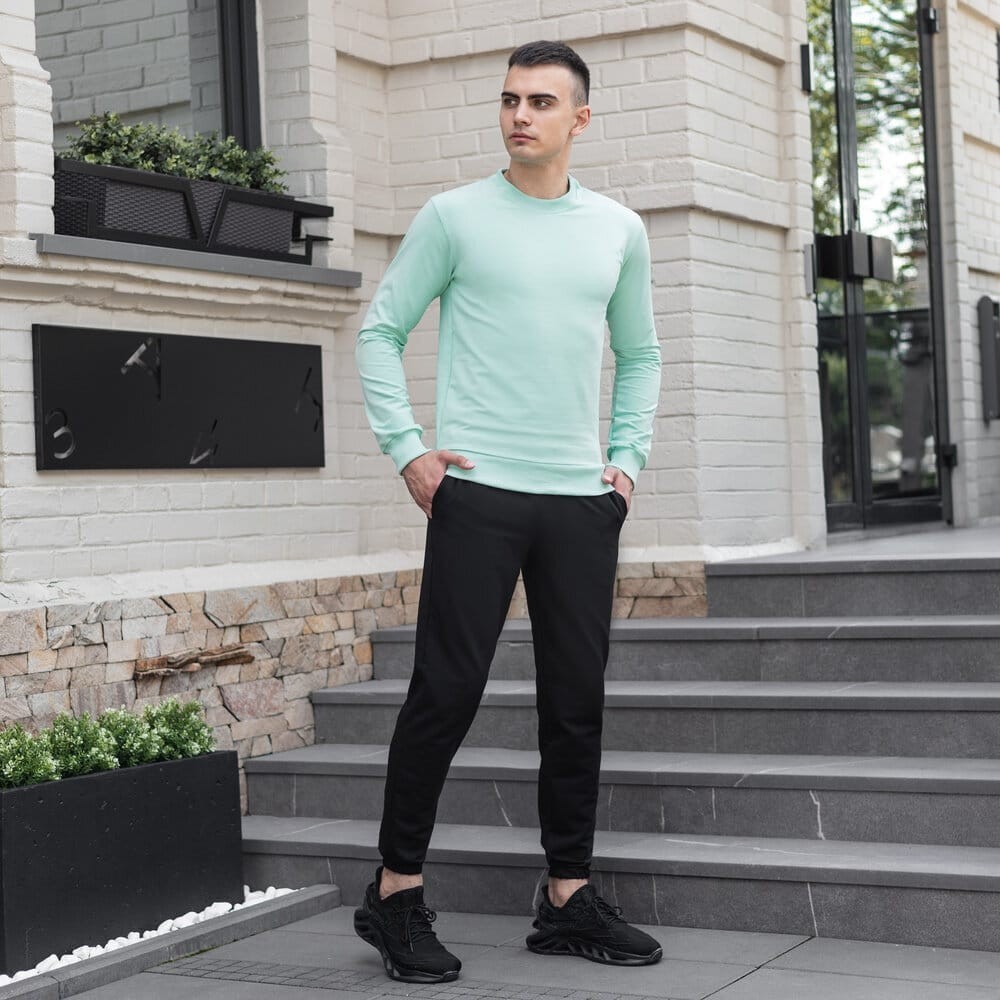 Світшот чоловічий однотонний ментоловий Pobedov 001, укр, укр