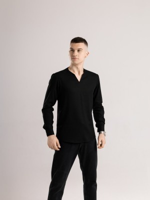 Сорочка чоловіча з довгим рукавом чорна Pobedov Horizon