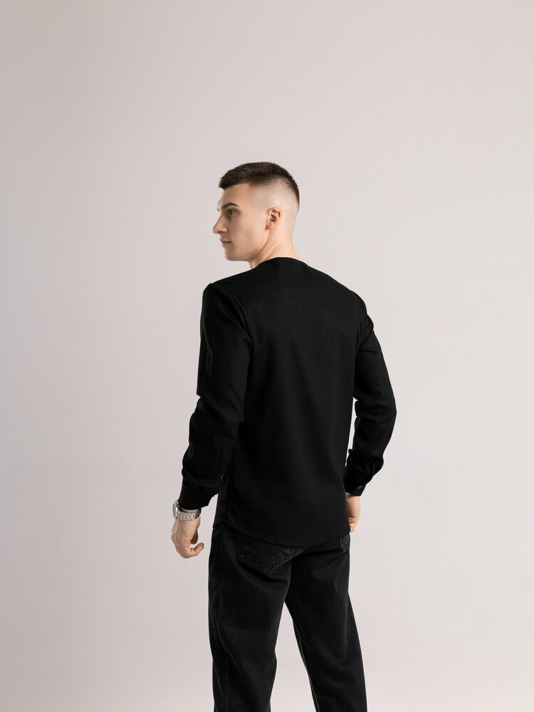 Сорочка чоловіча з довгим рукавом чорна Pobedov Horizon