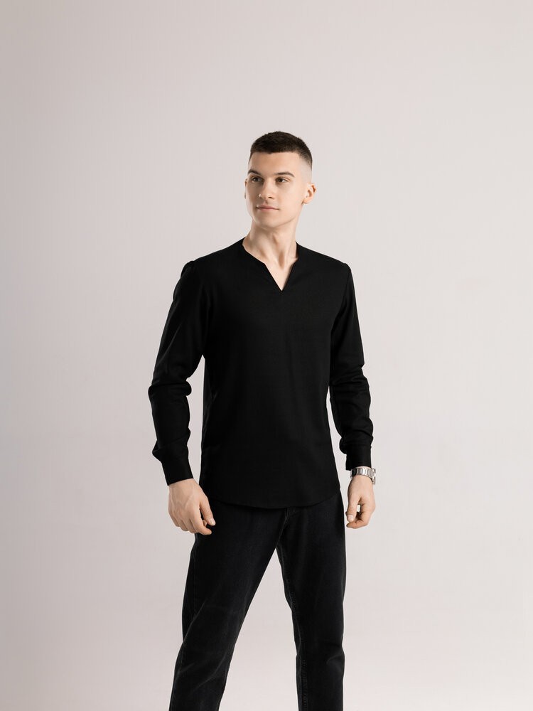 Сорочка чоловіча з довгим рукавом чорна Pobedov Horizon, укр, укр